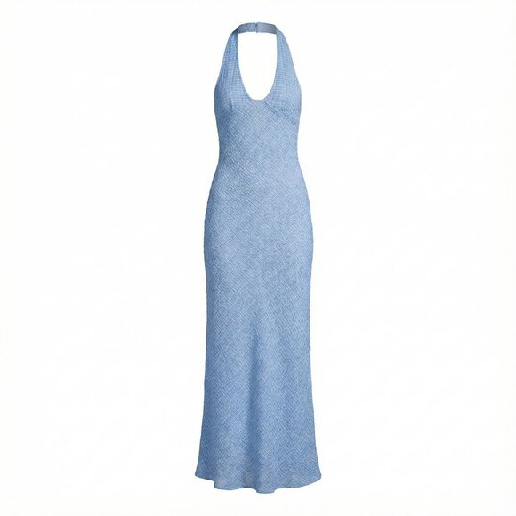 Lioness Dresses & Skirts - Lioness Carrie Halter Dress Blue Check Maxi Dress